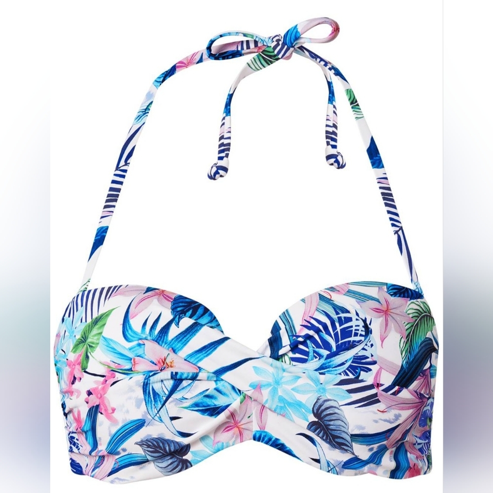 Venus Underwire Twist Bandeau Swim Top 34D Morning Tropics